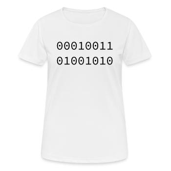 1974 Binär - Frauen T-Shirt atmungsaktiv - Weiß - Vorne - AI Model Female 172 dark (172cm)