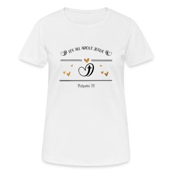 Christian Design, tout tourne autour de Jésus - T-shirt respirant Femme - blanc - Devant - AI Model Female 172 dark (172cm)