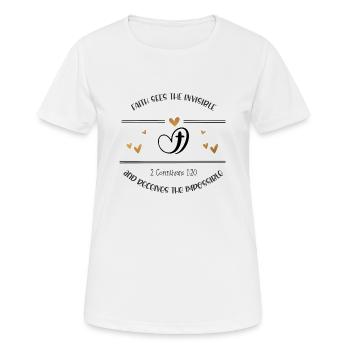 Christian Design Faith receives the impossible - Women's Breathable T-Shirt - white - Front - AI Model Female 172 dark (172cm)