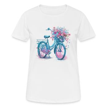 Citybike mit Blumenkorb - Frauen T-Shirt atmungsaktiv - Weiß - Vorne - AI Model Female 172 dark (172cm)