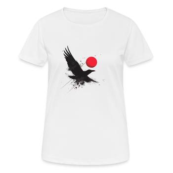 Schwarzer Vogel Rote Sonne Silhouette Minimalistische Kunst - Frauen T-Shirt atmungsaktiv - Weiß - Vorne - AI Model Female 172 dark (172cm)