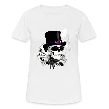 Skull mit Sonnenbrille und Zylinder - Frauen T-Shirt atmungsaktiv - Weiß - Vorne - AI Model Female 172 dark (172cm)