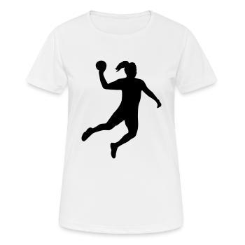 Handball Sprungwurf - Frauen T-Shirt atmungsaktiv - Weiß - Vorne - AI Model Female 172 dark (172cm)