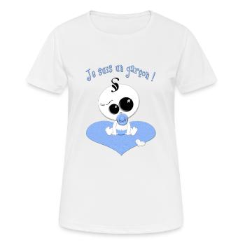 Je Suis Un Garçon - T-shirt respirant Femme - blanc - Devant - AI Model Female 172 dark (172cm)