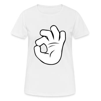 Hand OK | Black/White - Frauen T-Shirt atmungsaktiv - Weiß - Vorne - AI Model Female 172 dark (172cm)