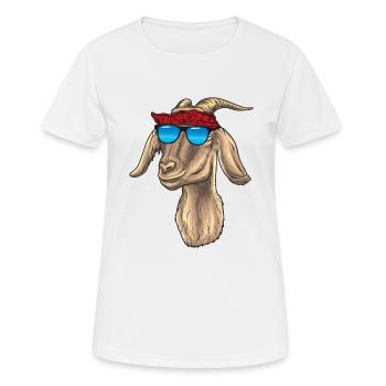 Chèvre robuste avec lunettes de soleil et bandana - T-shirt respirant Femme - blanc - Devant - AI Model Female 172 dark (172cm)