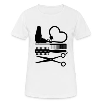 hair stylist tools / Friseur-Werkzeuge (Coiffeur, - Frauen T-Shirt atmungsaktiv - Weiß - Vorne - AI Model Female 172 dark (172cm)