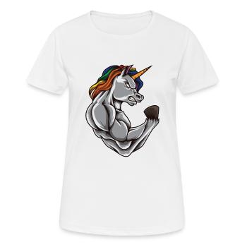 Unicorn At The Gym | Training Fitness Muskel Power - Frauen T-Shirt atmungsaktiv - Weiß - Vorne - AI Model Female 172 dark (172cm)