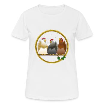 Poules poulets poulet coq poulets oiseau oeuf pâques - T-shirt respirant Femme - blanc - Devant - AI Model Female 172 dark (172cm)