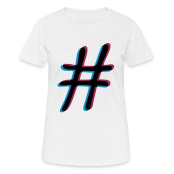 3D Effekt Hashtag - Frauen T-Shirt atmungsaktiv - Weiß - Vorne - AI Model Female 172 dark (172cm)