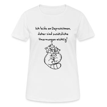 Depressionen brauchen Umarmungen - Frauen T-Shirt atmungsaktiv - Weiß - Vorne - AI Model Female 172 dark (172cm)