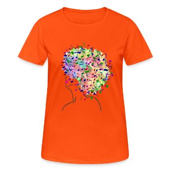 Music. - Women's Breathable T-Shirt - neon orange - Front - AI Model Female 172 dark (172cm)