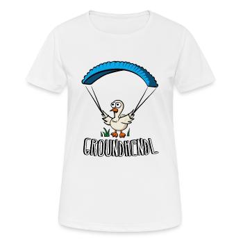 Groundhendl Groundhandling Hendl Paragliding Huhn - Frauen T-Shirt atmungsaktiv - Weiß - Vorne - AI Model Female 172 dark (172cm)