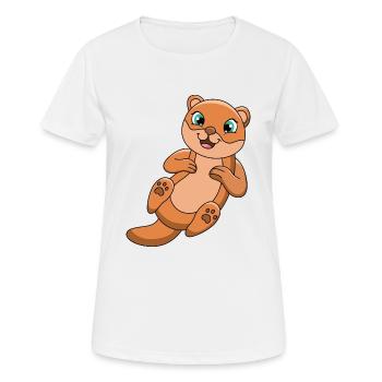 Otter Cartoon - Frauen T-Shirt atmungsaktiv - Weiß - Vorne - AI Model Female 172 dark (172cm)