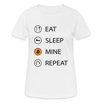 Eat sleep mine repeat cryptocurrency t-shirt - Frauen T-Shirt atmungsaktiv - Weiß - Vorne - AI Model Female 172 dark (172cm)