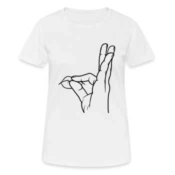 Hand gesture praise kiss mouth - Women's Breathable T-Shirt - white - Front - AI Model Female 172 dark (172cm)