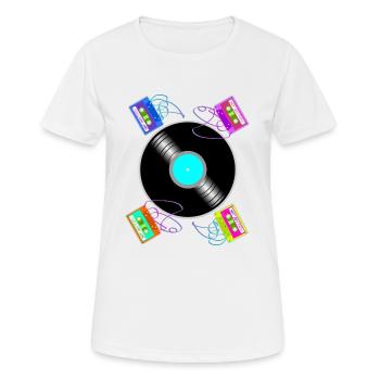 Vintage-Begegnungen zwischen Vinyl und Kassetten - Frauen T-Shirt atmungsaktiv - Weiß - Vorne - AI Model Female 172 dark (172cm)