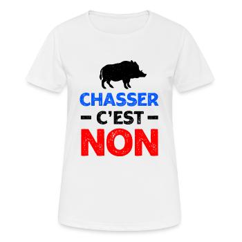 Non à la chasse protection des animaux - T-shirt respirant Femme - blanc - Devant - AI Model Female 172 dark (172cm)