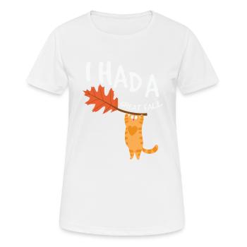 Funny I Had a Great Fall Autumn Cat - lovers cats - Women's Breathable T-Shirt - white - Front - AI Model Female 172 dark (172cm)