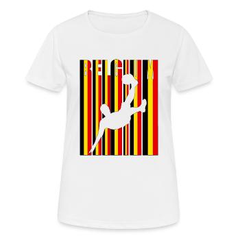 Fußballspieler Belgien Weltmeisterschaft - Frauen T-Shirt atmungsaktiv - Weiß - Vorne - AI Model Female 172 dark (172cm)