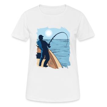 Fischer Fischen Fisch Mond Nacht Fischer Fischen F - Frauen T-Shirt atmungsaktiv - Weiß - Vorne - AI Model Female 172 dark (172cm)