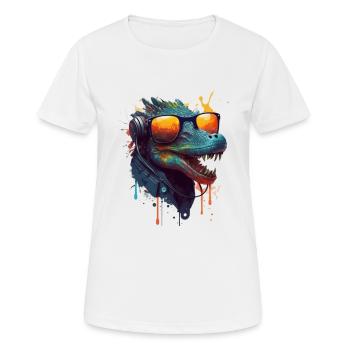 Crocodile est un dragon avec des écouteurs et des lunettes de soleil - T-shirt respirant Femme - blanc - Devant - AI Model Female 172 dark (172cm)
