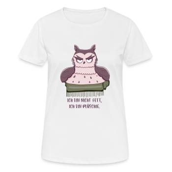 Eule -ich bin nicht fett, ich bin plüschig! - Frauen T-Shirt atmungsaktiv - Weiß - Vorne - AI Model Female 172 dark (172cm)
