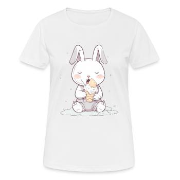 Sommerlicher Genuss: Hase mit Eis - Frauen T-Shirt atmungsaktiv - Weiß - Vorne - AI Model Female 172 dark (172cm)
