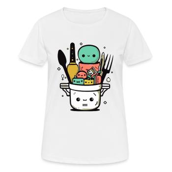Kawaii Kochgeschirr - Frauen T-Shirt atmungsaktiv - Weiß - Vorne - AI Model Female 172 dark (172cm)