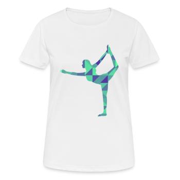 Yoga - Frauen T-Shirt atmungsaktiv - Weiß - Vorne - AI Model Female 172 dark (172cm)