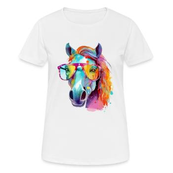 Mana la jument à lunettes - T-shirt respirant Femme - blanc - Devant - AI Model Female 172 dark (172cm)