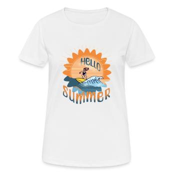 Hello Summer Surfing Surfboard Woman Summer Vacation - Women's Breathable T-Shirt - white - Front - AI Model Female 172 dark (172cm)
