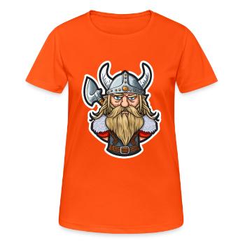 Sigurd, the Dragon Slayer: Cartoon Viking Sigurd - Women's Breathable T-Shirt - neon orange - Front - AI Model Female 172 dark (172cm)