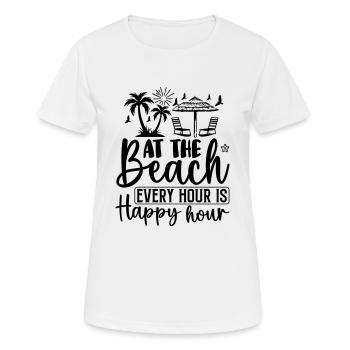 At the beach every hour is happy hour - Women's Breathable T-Shirt - white - Front - AI Model Female 172 dark (172cm)