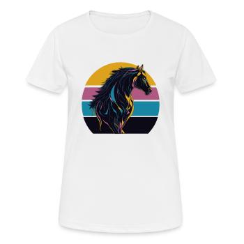 Cheval étalon Coucher de soleil - T-shirt respirant Femme - blanc - Devant - AI Model Female 172 dark (172cm)