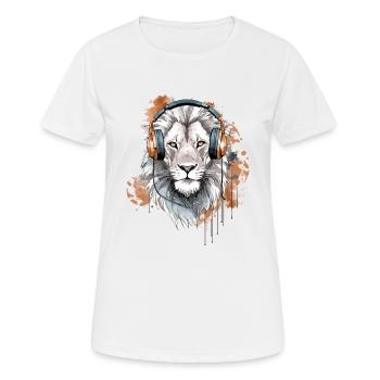 Heko le lion audiophile - T-shirt respirant Femme - blanc - Devant - AI Model Female 172 dark (172cm)