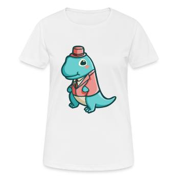 Hugadino gentleman Dino, mignon dinosaure - T-shirt respirant Femme - blanc - Devant - AI Model Female 172 dark (172cm)