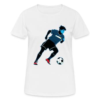 fussball - Frauen T-Shirt atmungsaktiv - Weiß - Vorne - AI Model Female 172 dark (172cm)