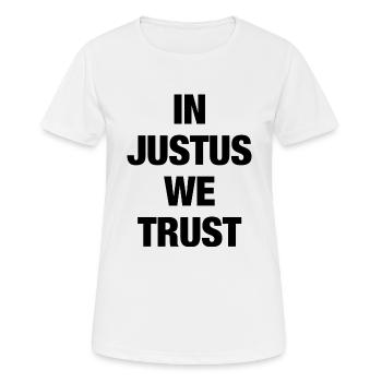 justus - Frauen T-Shirt atmungsaktiv - Weiß - Vorne - AI Model Female 172 dark (172cm)