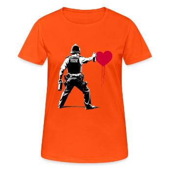 I ♥️ Police StreetArt Banksy style - Women's Breathable T-Shirt - neon orange - Front - AI Model Female 172 dark (172cm)