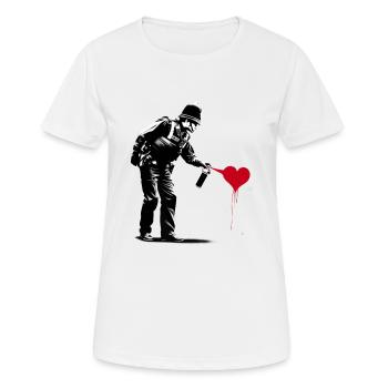 English police officer spraying a red heart - Frauen T-Shirt atmungsaktiv - Weiß - Vorne - AI Model Female 172 dark (172cm)