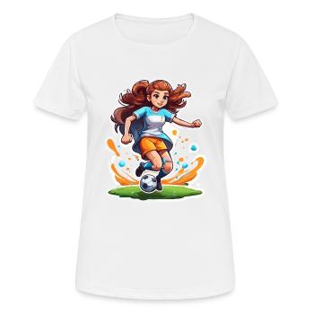 Fußballerin / Sport / Fußballplatz / Verein / FC - Frauen T-Shirt atmungsaktiv - Weiß - Vorne - AI Model Female 172 dark (172cm)