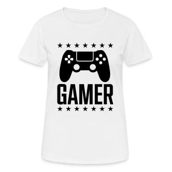 Manette de jeu Gamer - T-shirt respirant Femme - blanc - Devant - AI Model Female 172 dark (172cm)