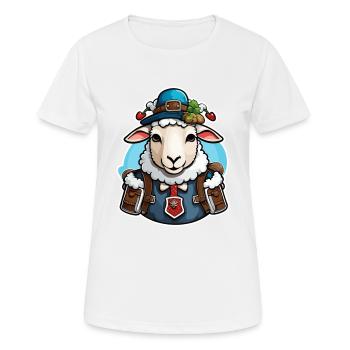 Lederhosen / Animal / Costume traditionnel / Tradition / Mouton - T-shirt respirant Femme - blanc - Devant - AI Model Female 172 dark (172cm)