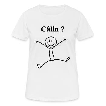 Fais moi un câlin - T-shirt respirant Femme - blanc - Devant - AI Model Female 172 dark (172cm)