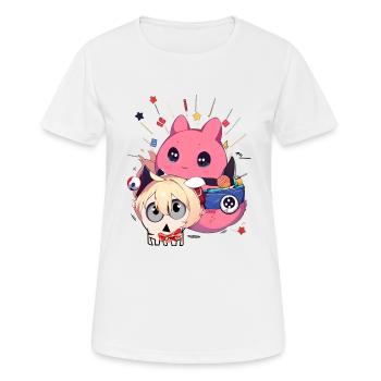 Otaku Anime Manga Japan Animals Hamster Pink Gothic - Women's Breathable T-Shirt - white - Front - AI Model Female 172 dark (172cm)
