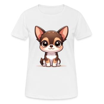 Digital illustration of cute Chihuahua - Women's Breathable T-Shirt - white - Front - AI Model Female 172 dark (172cm)