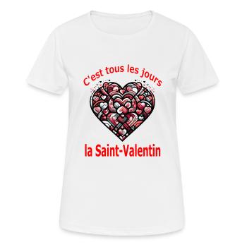 C'est tous les jours la Saint-Valentin - T-shirt respirant Femme - blanc - Devant - AI Model Female 172 dark (172cm)