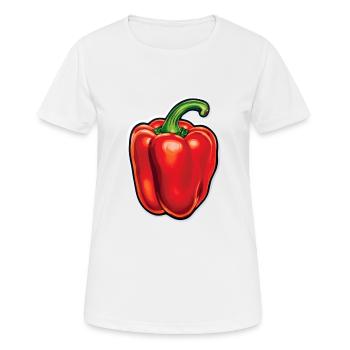 Poivrons, poivrons rouges, légumes d’été - T-shirt respirant Femme - blanc - Devant - AI Model Female 172 dark (172cm)