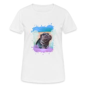 Hippopotame, coloré, peinture, bébé, peinture - T-shirt respirant Femme - blanc - Devant - AI Model Female 172 dark (172cm)